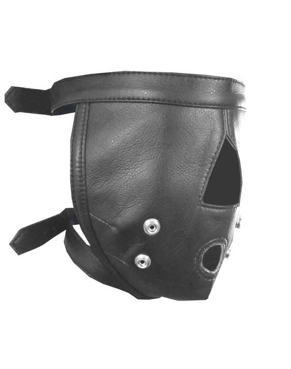 Handmade Black Leather Hood