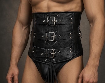 Handmade Steel-Boned Leather Corset: Free P&P For USA