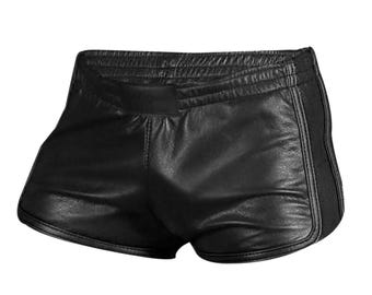 Mens Black Sheep Leather Sports Shorts – Casual Gym Style