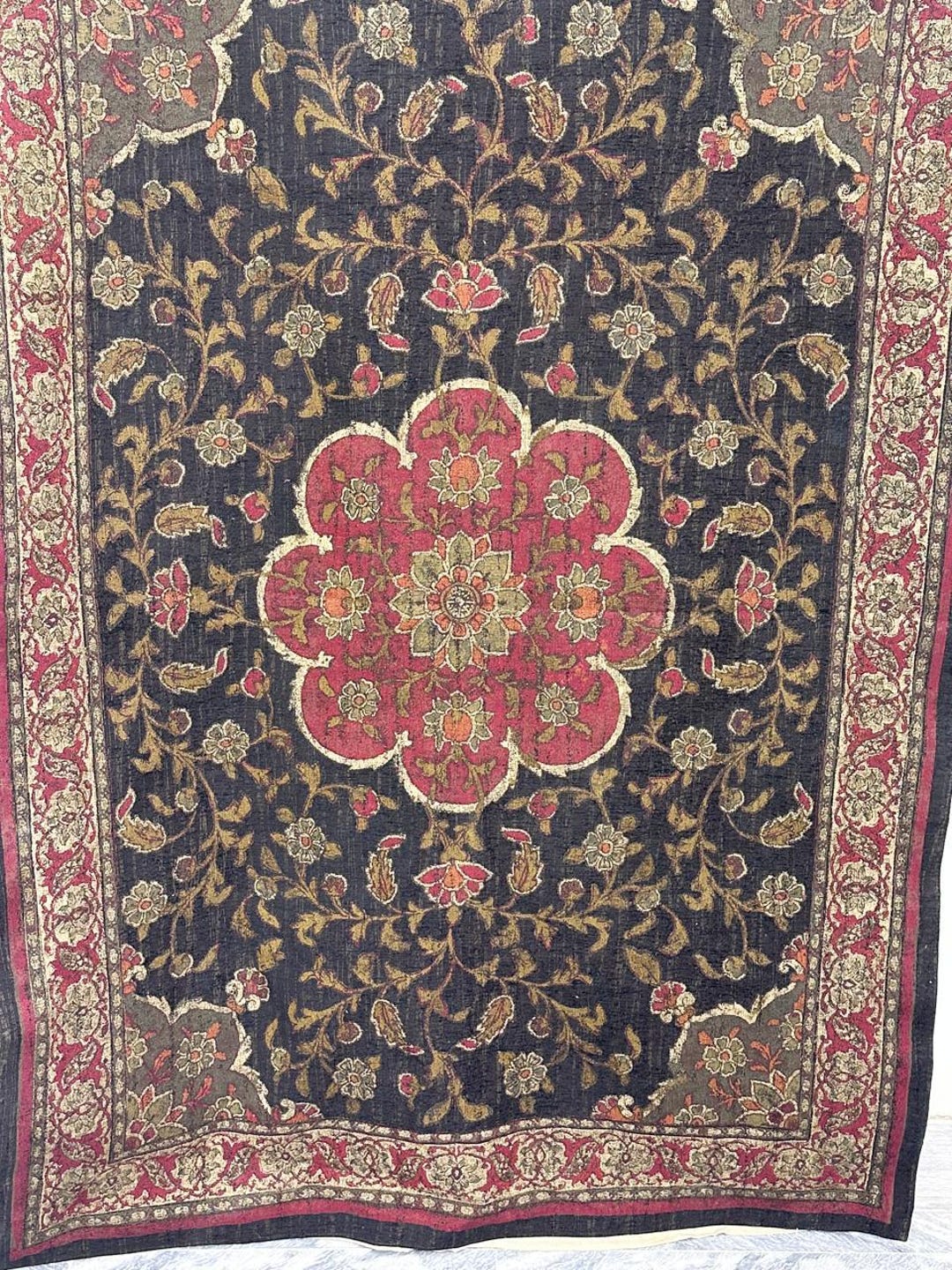 Vintage Large Tabriz Rug Style Floral Wall Tapestry - Woven Hanging Art ...