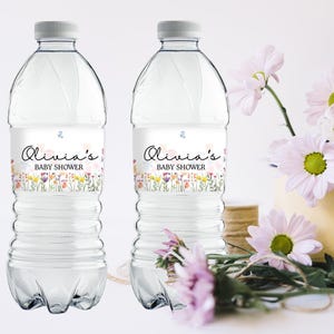 Baby in Bloom Water Bottle Label | Wildflowers Shower Water Bottle Sticker | Spring Bottle Label Template | Floral Baby Shower Water Label