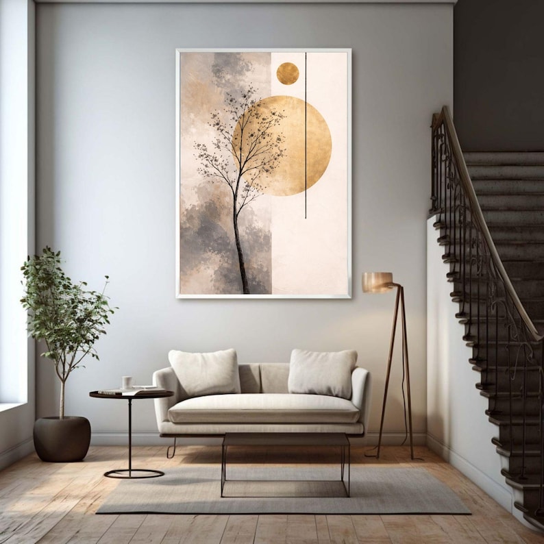 Japandi Wall Art Zen Wabi Sabi Abstract Tree Print, Minimalist Neutral ...