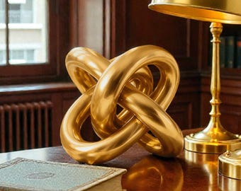Gold Knot Sculpture Modern Geometric Desk Decor