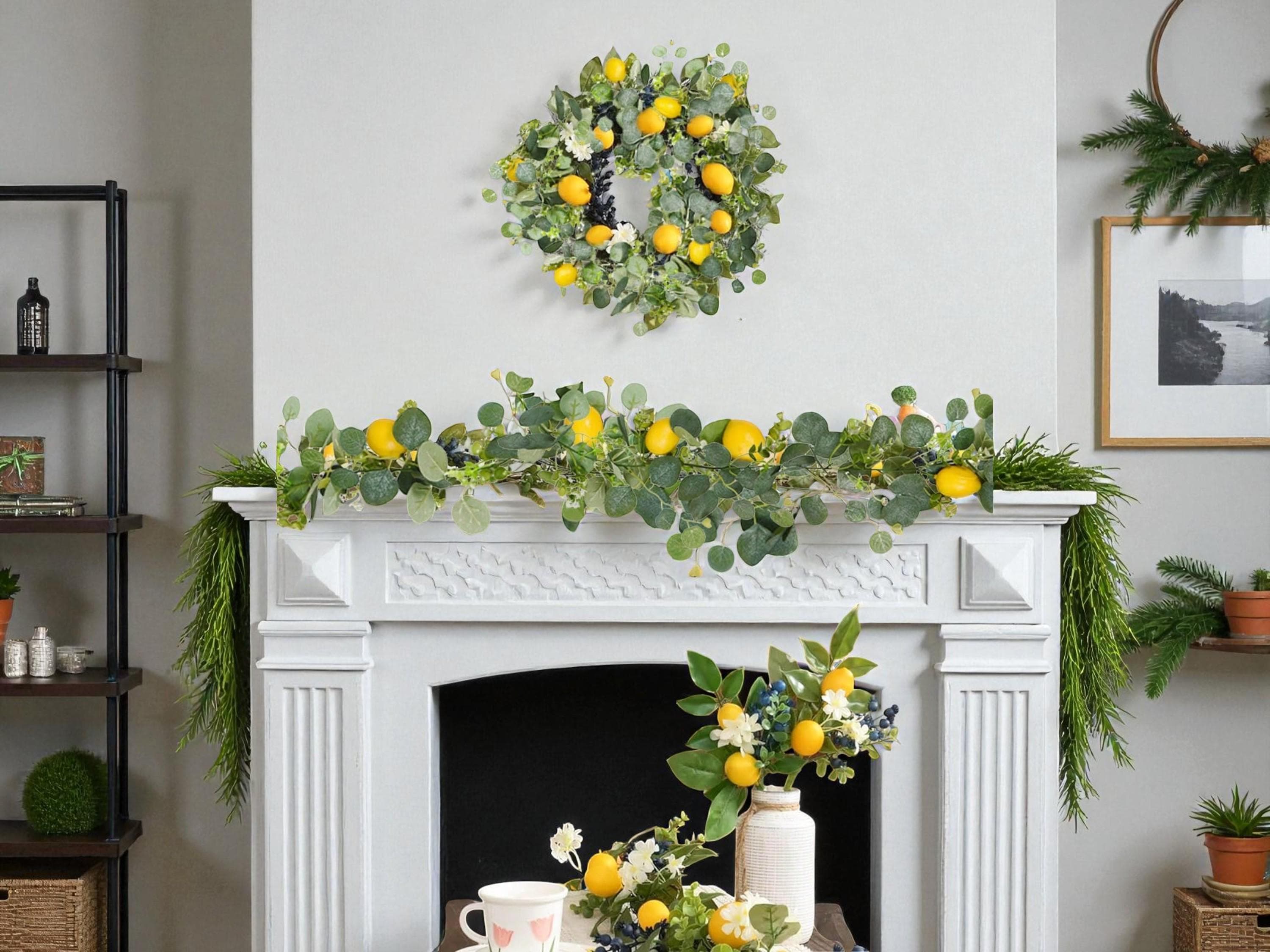 30 Beautiful Christmas Flower Arrangements for a Blooming Holiday: Festive Floral Ideas to Brighten Your Home 23 Artificial Eucalyptus Lemon Garland with Greenery and White Flowers…