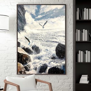 Ocean Waves Seascape Wall Art - Coastal Decor Canvas Print