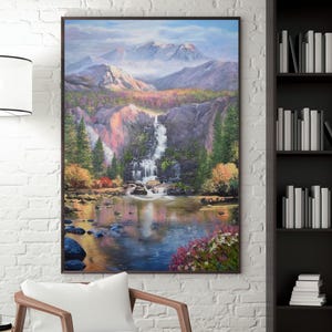 Cascading Waterfall Wall Art - Mountain Landscape Canvas Print