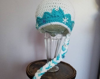 Princess Elsa Hat Crocheted Photo Prop Sweet Baby Girl Spring Dress Up Halloween Costume