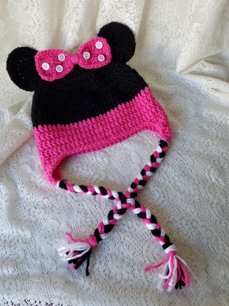 Crochet Minnie Mouse inspired Hat Infant Baby Toddler Photo Etsy