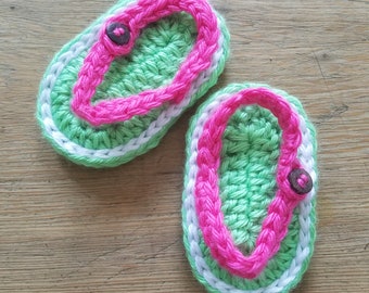 Crochet Flip Flop SANDALS Summer Shoes Watermelon 0-3 months Baby Infant Girl Accessory