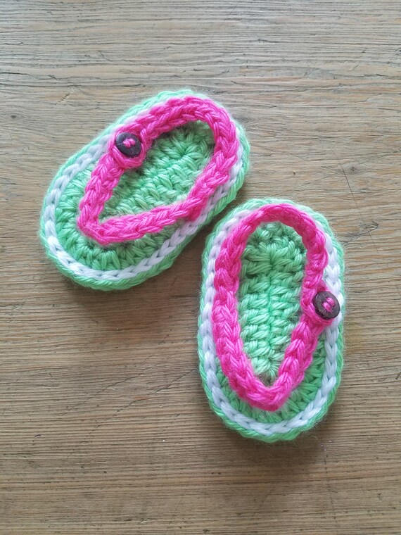 Crochet Flip Flop SANDALS Summer Shoes Watermelon 0 3 Months Baby