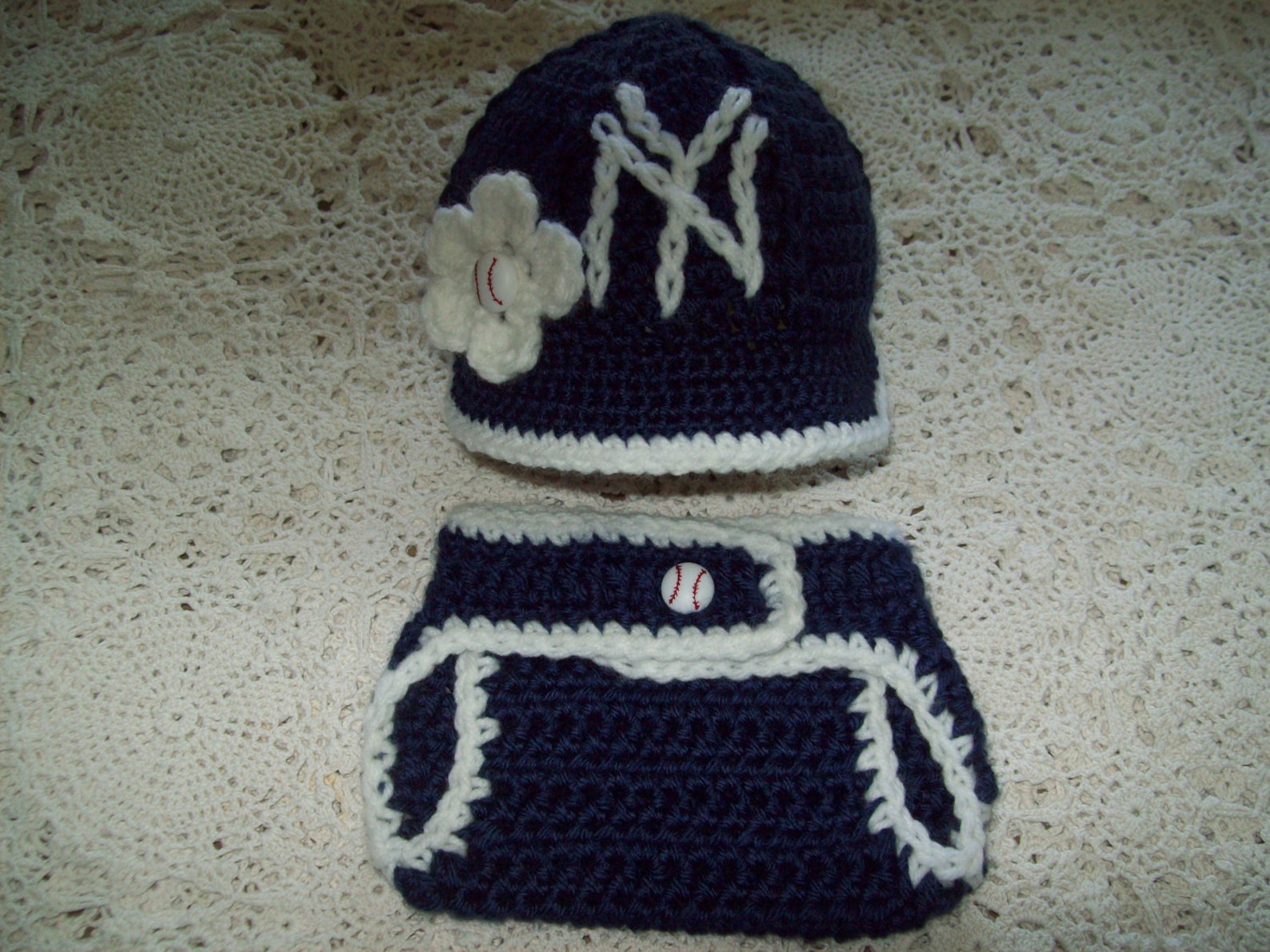 NY Yankees Inspired Baseball Hat W Brim & Diaper Cover Sports | Etsy