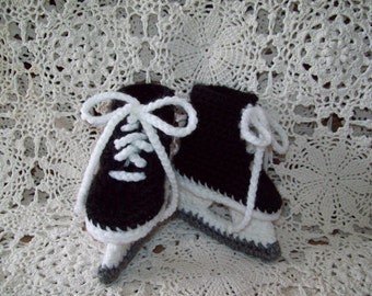 Ice Hockey Skates Baby Infant Newborn  Crochet Booties Unique Baby Shower Gift *PHOTO PROP*