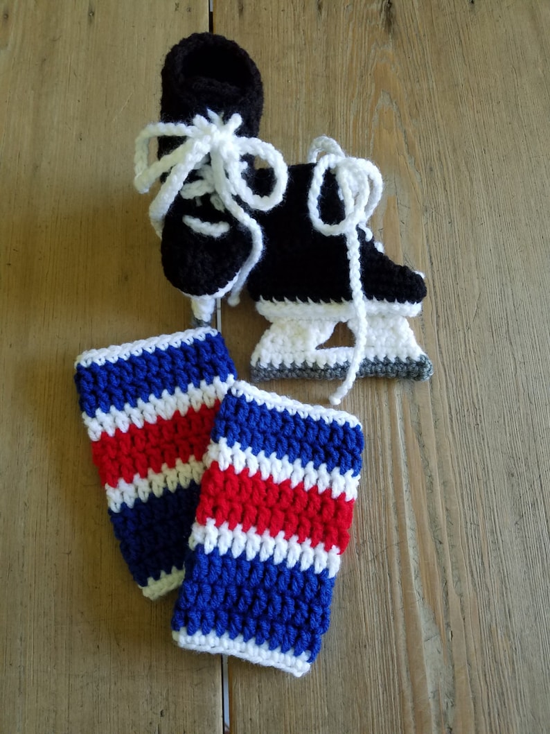 Hand Crocheted Ice Hockey Skates and Matching Leg Warmers Etsy
