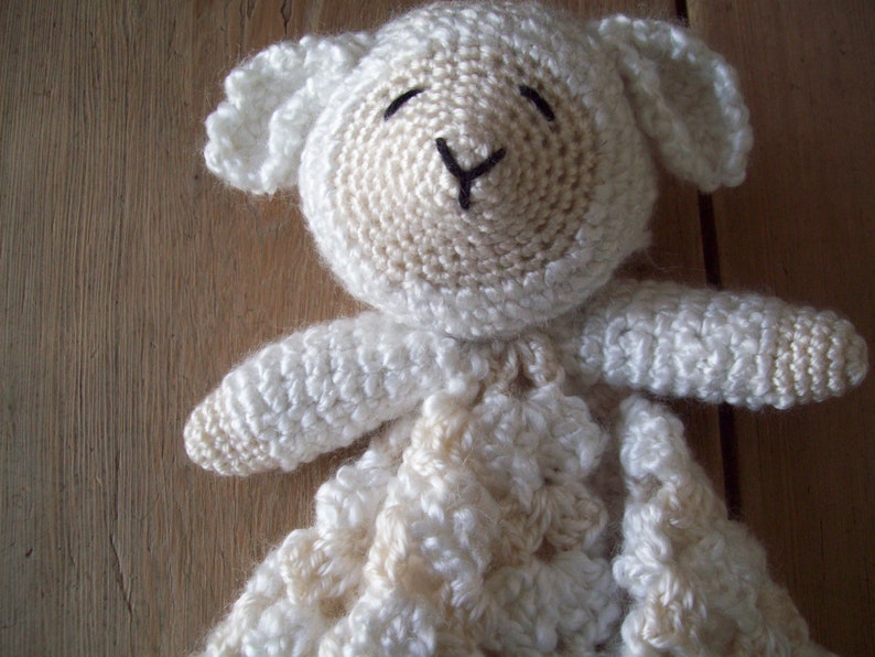 Crocheted LAMB LOVEY Security Blanket Snuggle Blankie Tan Etsy