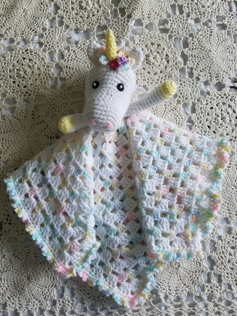 Crocheted Fairy Tale Rainbow UNICORN LOVEY Security Blanket Etsy