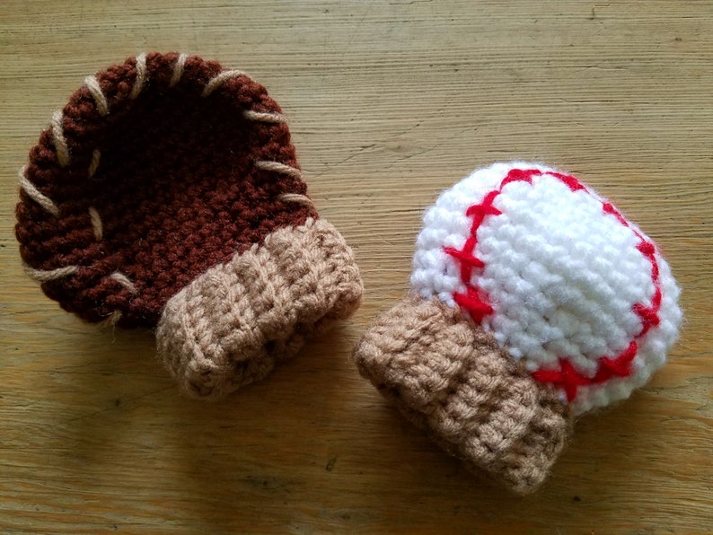 Crochet Baseball & Glove Mittens Mitts Photo Prop Newborn Etsy