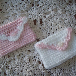 Crocheté bébé fille Toddler Keepsake Tooth Fairy pochette premier cheveux Locket enveloppe porte-carte
