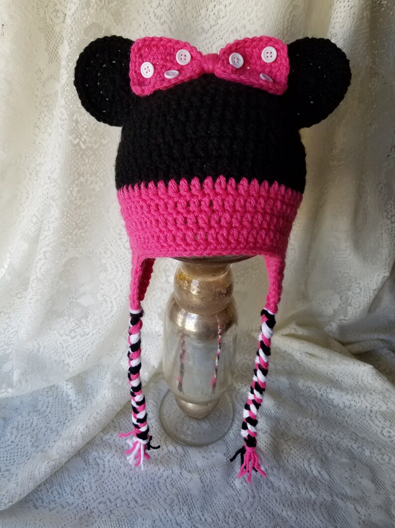 Crochet Minnie Mouse inspired Hat Infant Baby Toddler Photo Etsy