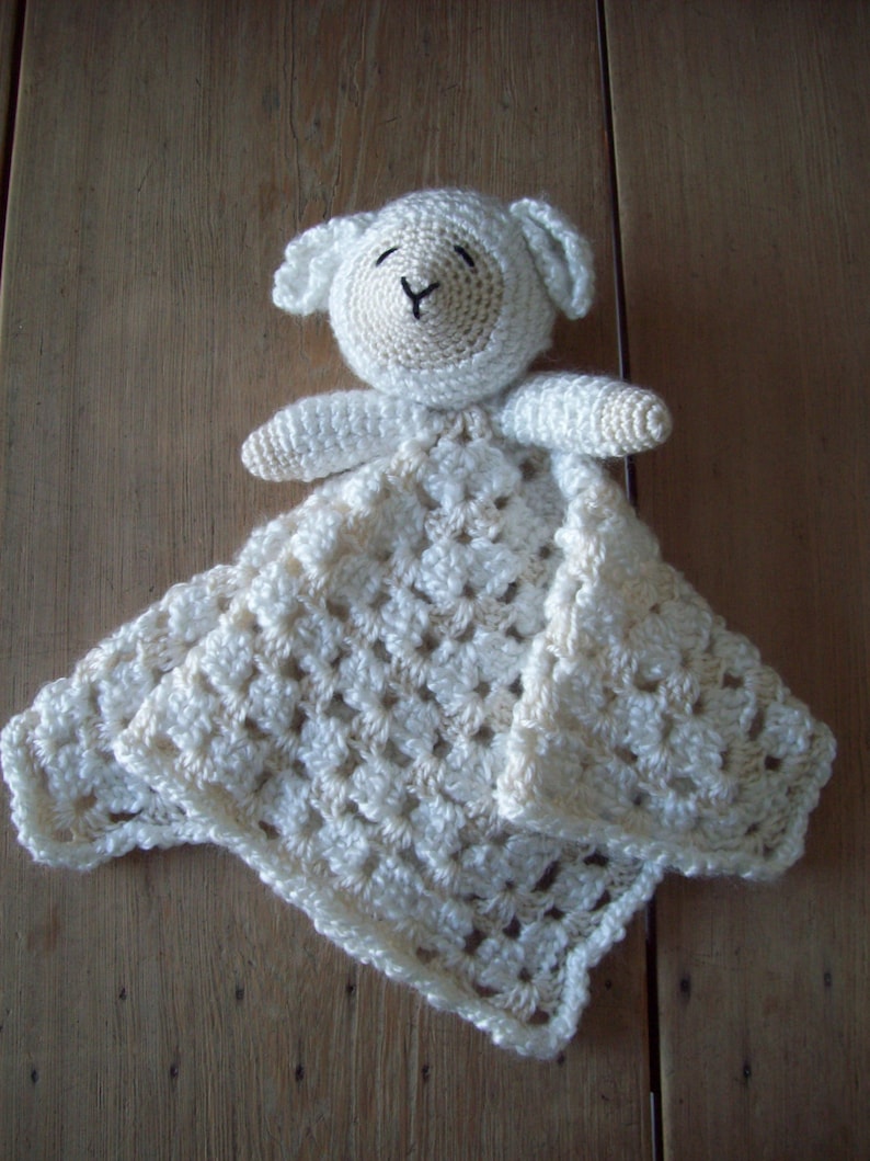 Crocheted LAMB LOVEY Security Blanket Snuggle Blankie Tan Etsy