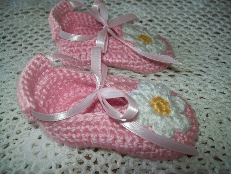 PINK BALLET SLIPPERS Hand Crochet Baby Girl Booties Etsy