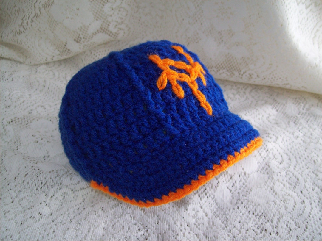 NY METS Baseball Hat With Brim Infant Baby Photo Prop Sweet Boy or Girl
