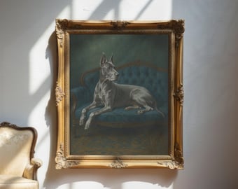 Vintage Deutsche Dogge Portrait: Königliche Hund Kunst, Stil des alten Geldes (Digitaler Download)