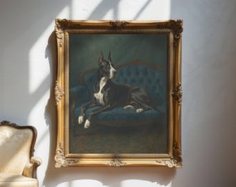 Vintage Mantel Deutsche Dogge Portrait: Königliche Hund Kunst, Stil des alten Geldes (Digitaler Download)