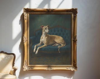 Retrato vintage de galgo color canela: Arte canino regio, estilo de la vieja aristocracia (Descarga digital)