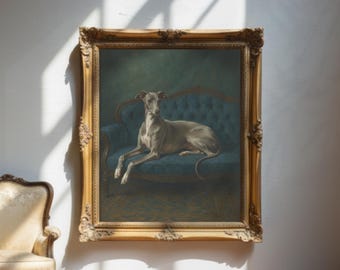 Retrato vintage de galgo: Arte canino regio, estilo de la vieja aristocracia (Descarga digital)