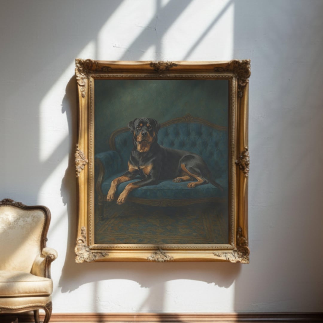 Vintage Rottweiler Vintage Rottweiler Portrait: Regal Dog Art, Old Money Style (digital ...