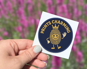 Prints Charming Forensic Science Sticker: Funny Fingerprint Crown Decal