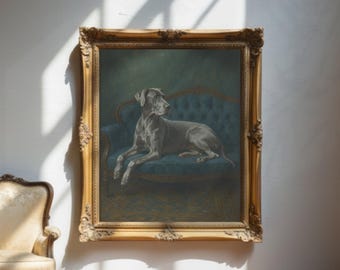 Vintage Deutsche Dogge Portrait: Königliche Hund Kunst, Stil des alten Geldes (Digitaler Download)