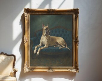 Vintage Rehkitz Deutsche Dogge Portrait: Königliche Hundekunst im Stil des alten Geldes (Digitaler Download)