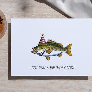 Cartão de aniversário engraçado | PDF para impressão | “Eu te dei um bacalhau de aniversário” | Cartão de trocadilho