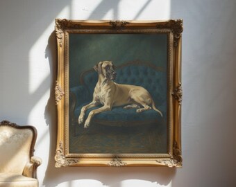 Vintage Rehkitz Deutsche Dogge Portrait: Königliche Hundekunst im Stil des alten Geldes (Digitaler Download)