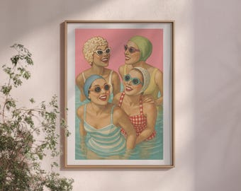 Vintage Swimming Pool Poster: Retro Summer Wall Art