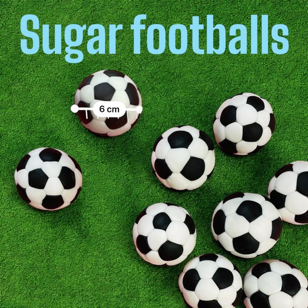 Adornos para tartas con forma de balón de fútbol de pasta de azúcar, decoraciones comestibles para cumpleaños