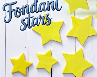 Decoración para cupcakes, pasteles y estrellas comestibles para fiestas de Año Nuevo con azúcar amarilla.
