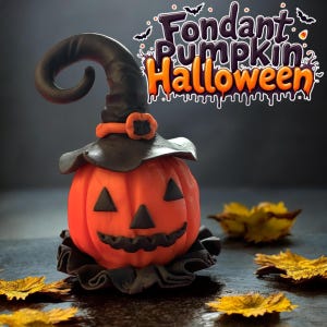 3D Fondant Kürbis Cake Topper: Gruseliger Hexenhut Halloween Dekoration