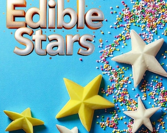 Estrellas comestibles para pastel, cupcake, decoración, celebración, fiesta, año nuevo, azúcar, dorado y blanco