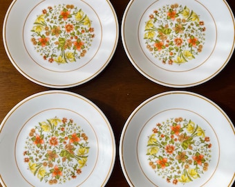 Set di piatti da insalata vintage Corelle Indian Summer – Stoviglie retrò con motivi floreali arancioni e gialli – Piatti da portata/da insalata