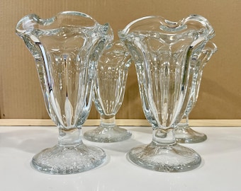 Bicchieri da gelato vintage Libbey - Coppe da dessert con piedini a tulipano, set da 4