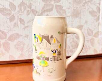 Steam Whistle Pilsner Ceramic Beer Stein Prosit Mug | Oktoberfest Souvenir Tankard | German Village Scene Stein