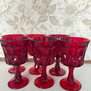 Vintage Anchor Hocking Ruby Red Glasses – Set of 6 | Mid-Century Red Tumblers | Collectible Glassware | Holiday Table Decor
