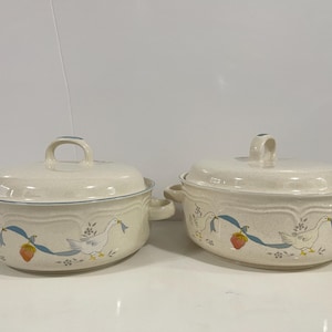 Vintage International China Auflaufform mit Deckel - Marmalade #8868 Muster | Bedeckte Steingut Gemüseschüssel | Cottagecore Küche