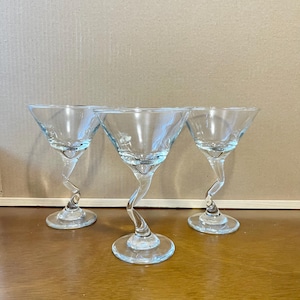 Zick-Zack-Martini-Gläser 3er-Set | Vintage Cocktail Martini Klarglas 17,5 cm | 100-120 ml