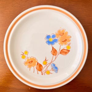 Vintage Forma-Stone Teresita Jose Plates Set of 8 Hand Decorated Stoneware - Floral Salad or Dessert Plates