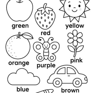 Kids Coloring Book Page Color and Object Learning, Color Therapy ...
