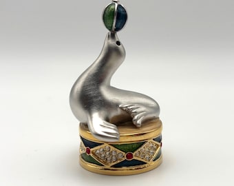 Estee Lauder "Juggling Seal" 2000 Solid Perfume Compact Vintage Box/Full
