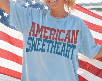 American Sweetheart Distressed Western PNG, Retro 4th July Shirt Design (Digital Download)